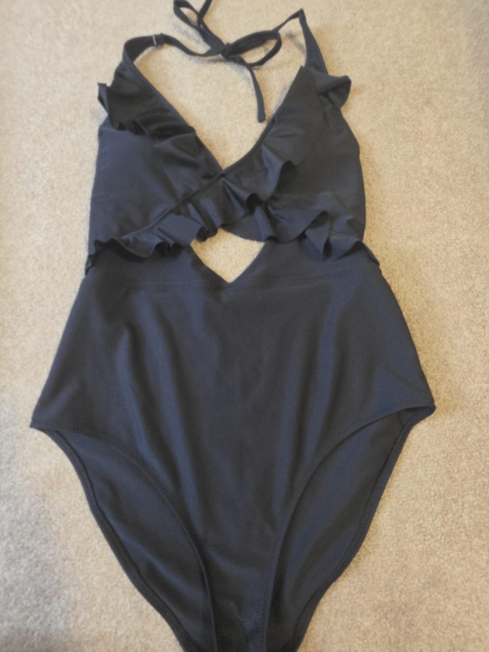 aerie Black Ruffle-Cutout One-Piece Swimsuit